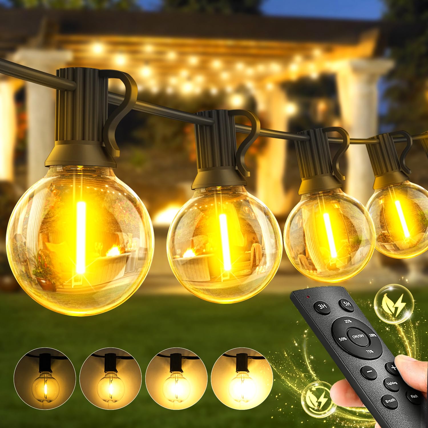 Garden Outdoor Lights Mains Powered - 100ft 30M Festoon Light String LED | Water