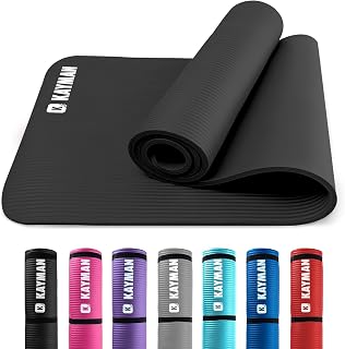 KAYMAN Yoga Mat - Non-Slip Extra Thick 8mm NBR Foam, Exercise Mat, 180x60cm | Eco-friendly, 350g, ribbed non-slip grip, water & sweat resistant, pilates, gymnastics, stretching, therapy, meditation
