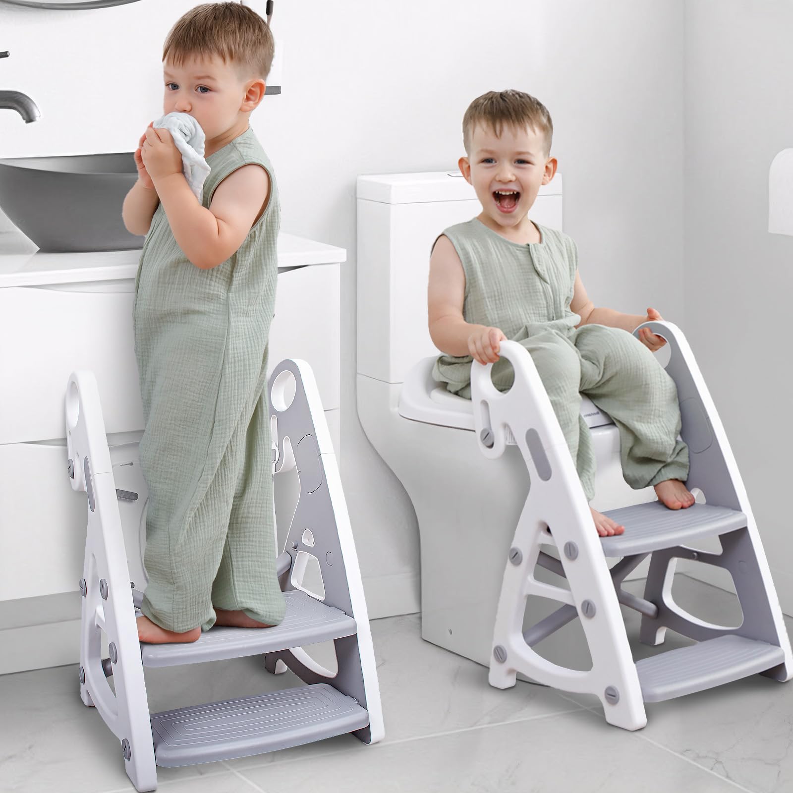 Primlect Potty Training Toilet, 2-in-1 Stable Potty Seat with Step Stool | Adjus