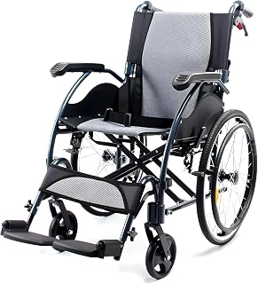 Care-Parents Wheelchair, Foldable, Self-Propeling, Lightweight, Compact Folding Type, Aluminum with Brake, Self-Propeling/Assistance, No Assembly Required, Convenient to Carry, Indoor, Outing, Travel, Wheelchair (CP-863HM)
