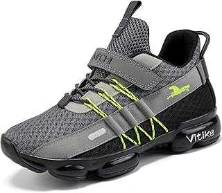 JMFCHI Boys Running Shoes Breathable Mesh Slip-On Athletic Tennis Sneakers