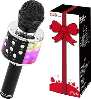 Fede Karaoke Microphone for Kids Adults, Wireless Bluetooth Microphone with LED Lights Portable Mic Speaker Karaoke Machine for Singing