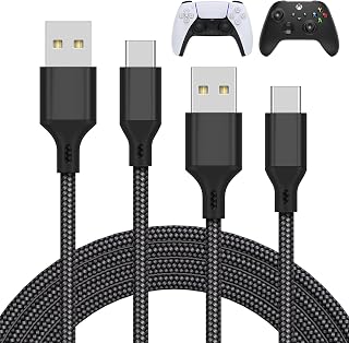 MENEEA Charger Charging Cable for PS5/PS5 Pro Controller,for Xbox Series X/S,for Nintendo Switch 2 Pack 10FT Replacement USB C Cord Nylon Braided Type-C Ports, Cable Power Adater for PS4 Controller, Adapters
