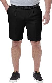 Haggar メンズ Cool 18 Pro ストレートフィット プリーツフロント 4方向ストレッチ 拡張可能ウエストショーツ ビッグ&トールサイズ