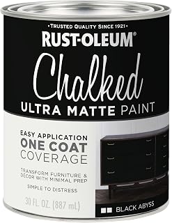 Rust-Oleum Chalked All-in-One Ultra Matte Black Abyss Spray Paint | Furniture Paint, One Coat Coverage, No Primer Required, Easy To Use, Fast Drying, Low Odor, Multi Surface, Indoor Use, 12 oz