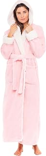 Alexander Del Rossa Women's Soft Plush Fleece Robe with Hood, Long Warm Hooded Bathrobe