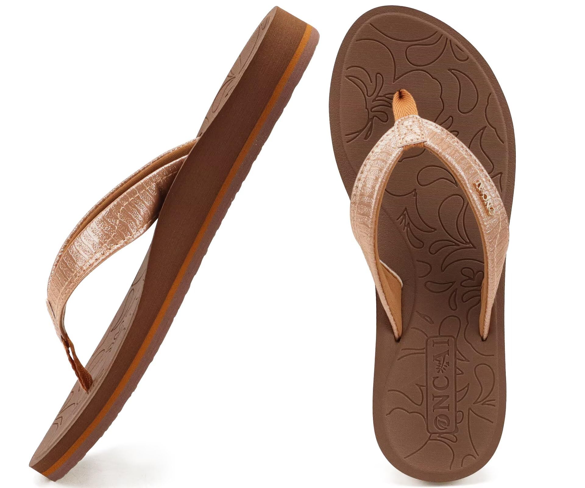 ONCAI Flip Flops Womens Yoga Mat Comfortable Beach Platform Sandals With Arch Su