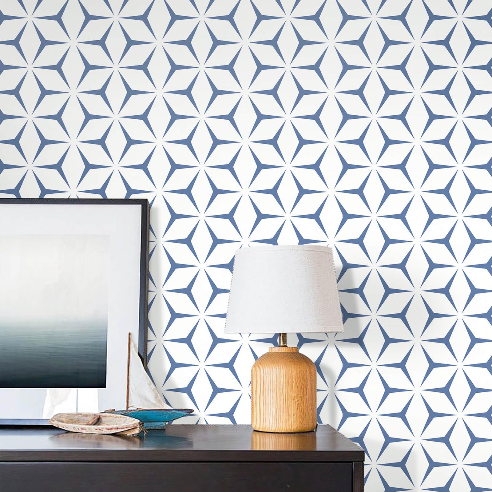 Heroad Wall Paper Peel and Stick Modern Blue Wallpaper Peel and Stick Boho Geome