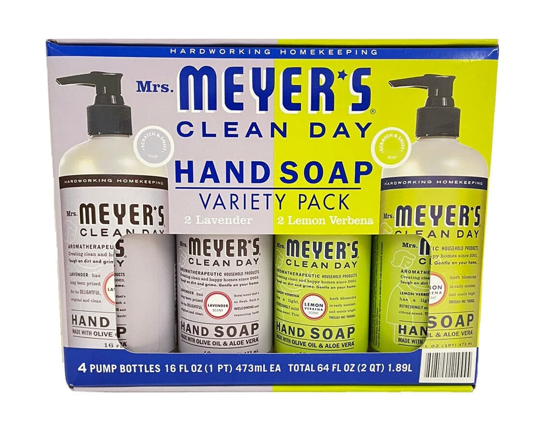 Mrs Meyers Clean Day Hand Soap Variety Pack 16 Fl Oz 4 Pack Net Wt 64 Fl Oz, 64 