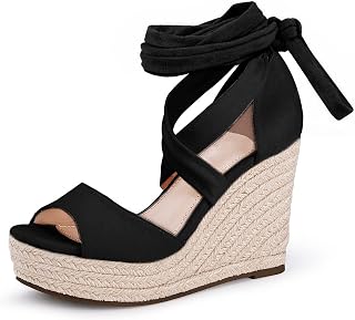 Women's Espadrilles Wedges Sandals Heels Open Toe Tie Lace Up Platform Ankle Strap Summer Dress Shoes
