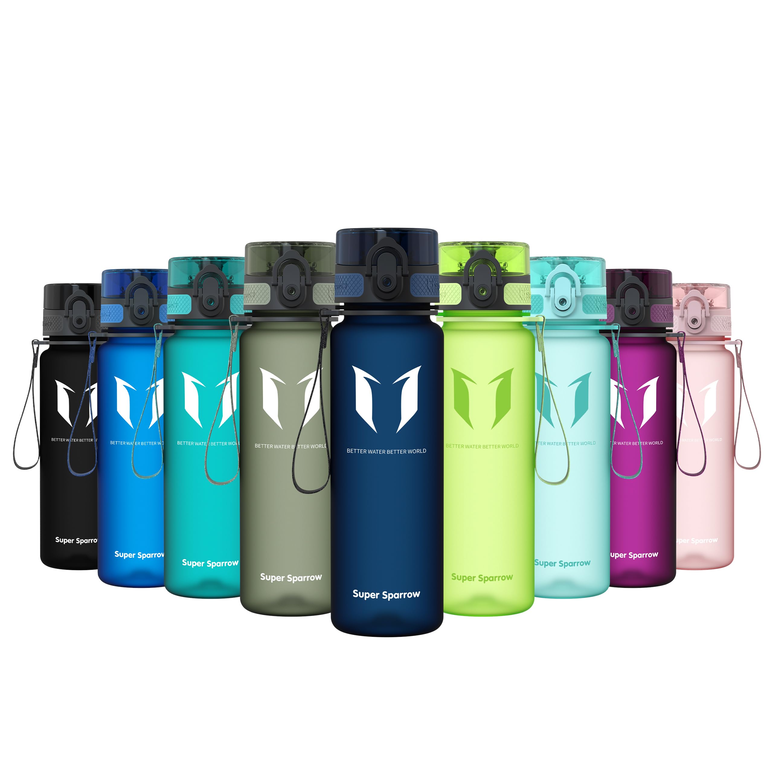 Sparrow Trinkflasche 500ml/750ml/1L - BPA-frei Tritan Wasserflasche 1-Klick | Sp