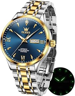OLEVS automatic watches for men automatic winding mechanical wrist watch business dress stainless steel luminous waterproof calendar mens watch