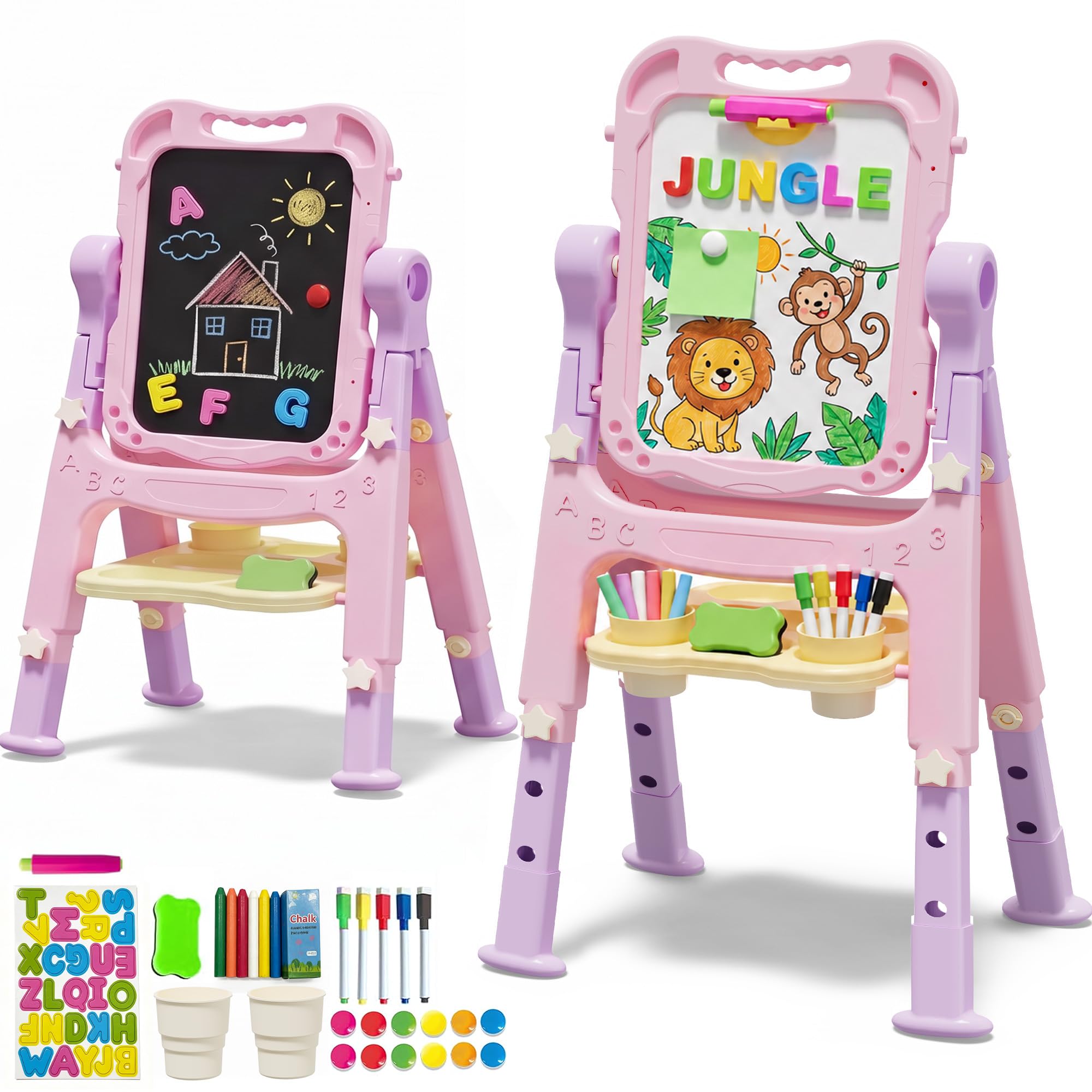 KiddoCood 3-Level Height Adjustable Toddler Art Easel for Kids, 35.2"H | CPC Cer