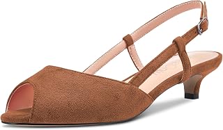 NobleOnly Women Needle Low Kitten Heel Open Toe Slingback Sandals Slip-on Sexy Wedding Dress 3.5CM Heels Shoes