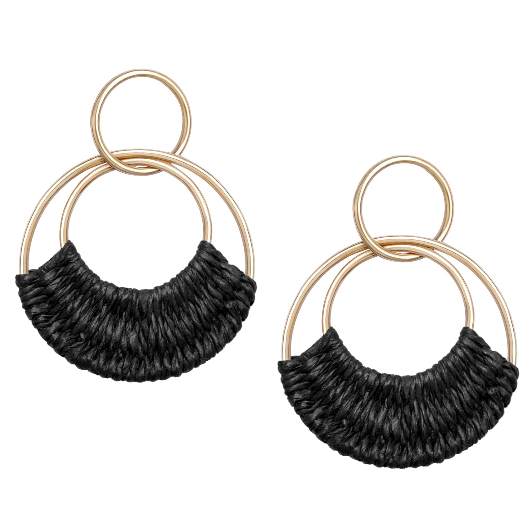 Raffia Hoop Earrings for Women Fun Boho Summer Beach Earrings Lightweight Handma