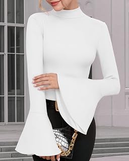 Women's Long Sleeve Mock Neck Bell Sleeve Leotard Outdoors