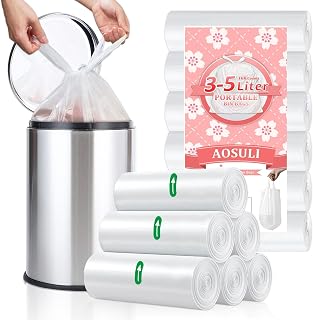 Small Bin Liners 3-5L, White Strong Bin Bags for Bathroom, 108 Count