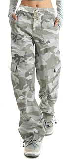 HVEPUO Camo Pants Women's High Waist Wide Leg Casual Camo Cargo Pants