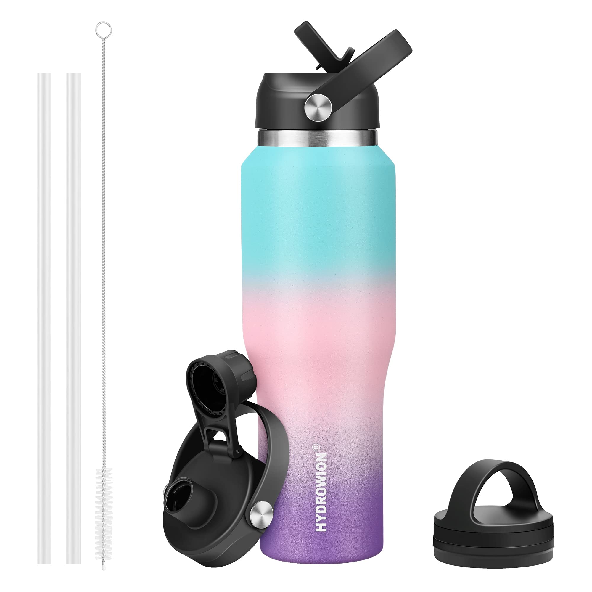 32 oz Insulated Water Bottle Stainless Steel Triple-Wall with Straw Lid Set