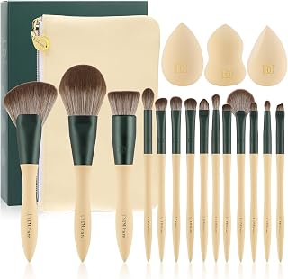 DUcare Makeup Brushes 14 Pieces with 3 Makeup Sponges and Cosmetic Case