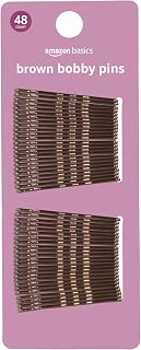Amazon Basics No Slip Bobby Pins for All Hair Types, Secure Hold Hair Pins for Updos, Brunette Brown, 48 Count