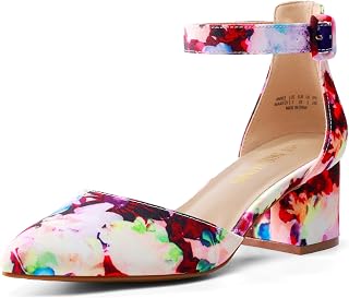 DREAM PAIRS Women's Closed Toe Low Block Heel Pumps