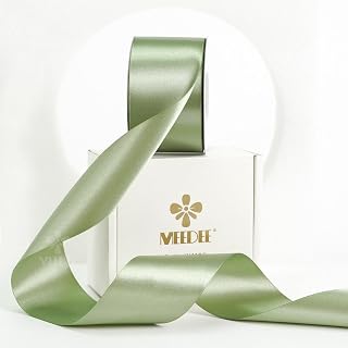 MEEDEE Spring Moss Satin Ribbon 2 Inch Spring Green Ribbon Lux Double Faced Ribbons By 25 Yards Silk Satin Ribbons for Gift Wrapping, Weddings, Flower Bouquet, Holiday Decorating