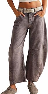 Women's Stretch Jeans Mid Waist Vintage Wide Leg Denim Y2k Loose Boyfriend Jeans