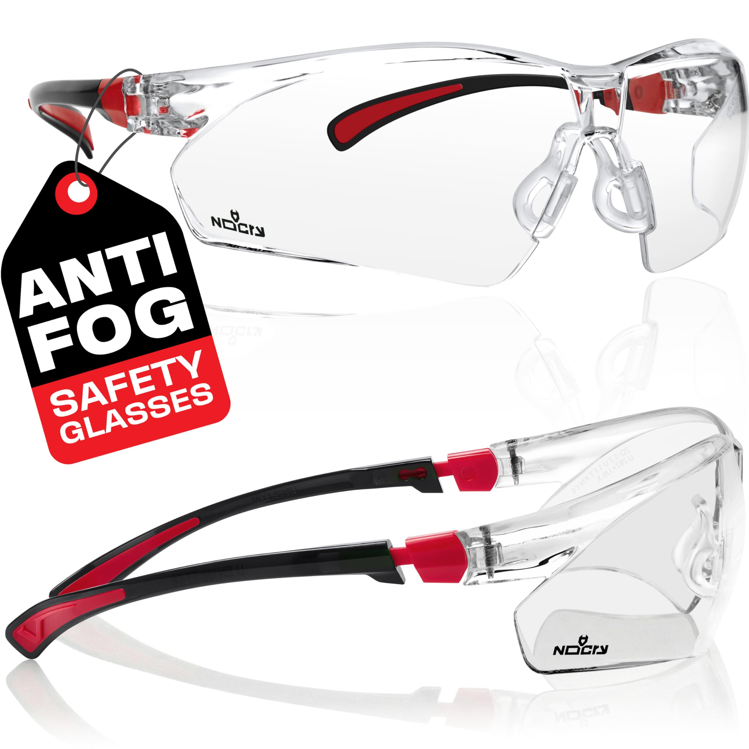 NoCry Clear Safety Glasses for Men and Women with Anti-Fog and Scratch Resistant