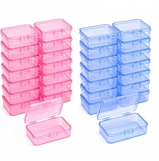 LJY 30 Pink Blue Plastic Boxes, 2.6 x 1.8 x 0.8 in for Beads | Matching lids and latches keep dry small-part groups paired during selection and storage; supports screws and nuts by sample