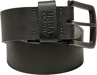URBAN CLASSICS Unisex Leather Belt, Faux Leather Belt with Buckle Pin Fastening, Leather Imitation Belt for Men and Women, 100% Vegan, Colour: Black, Sizes: S, M, L, XL
