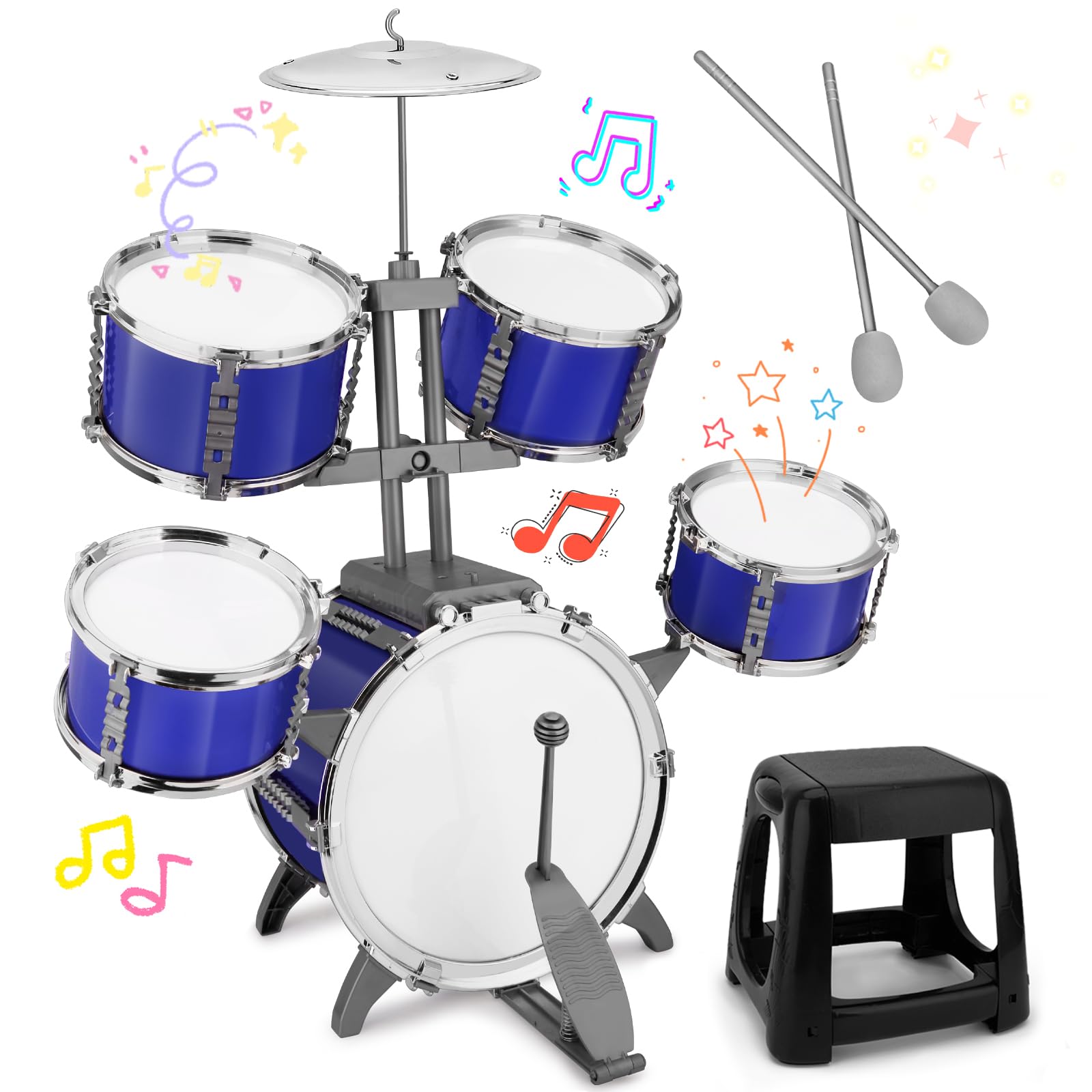 Upgraded Kids Drum Set for Toddlers Plastic Musical Jazz Drum Kit | Birthday Xma