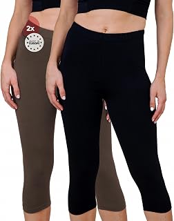 SES Women's 3/4 Length Capri Leggings, Pack of 2