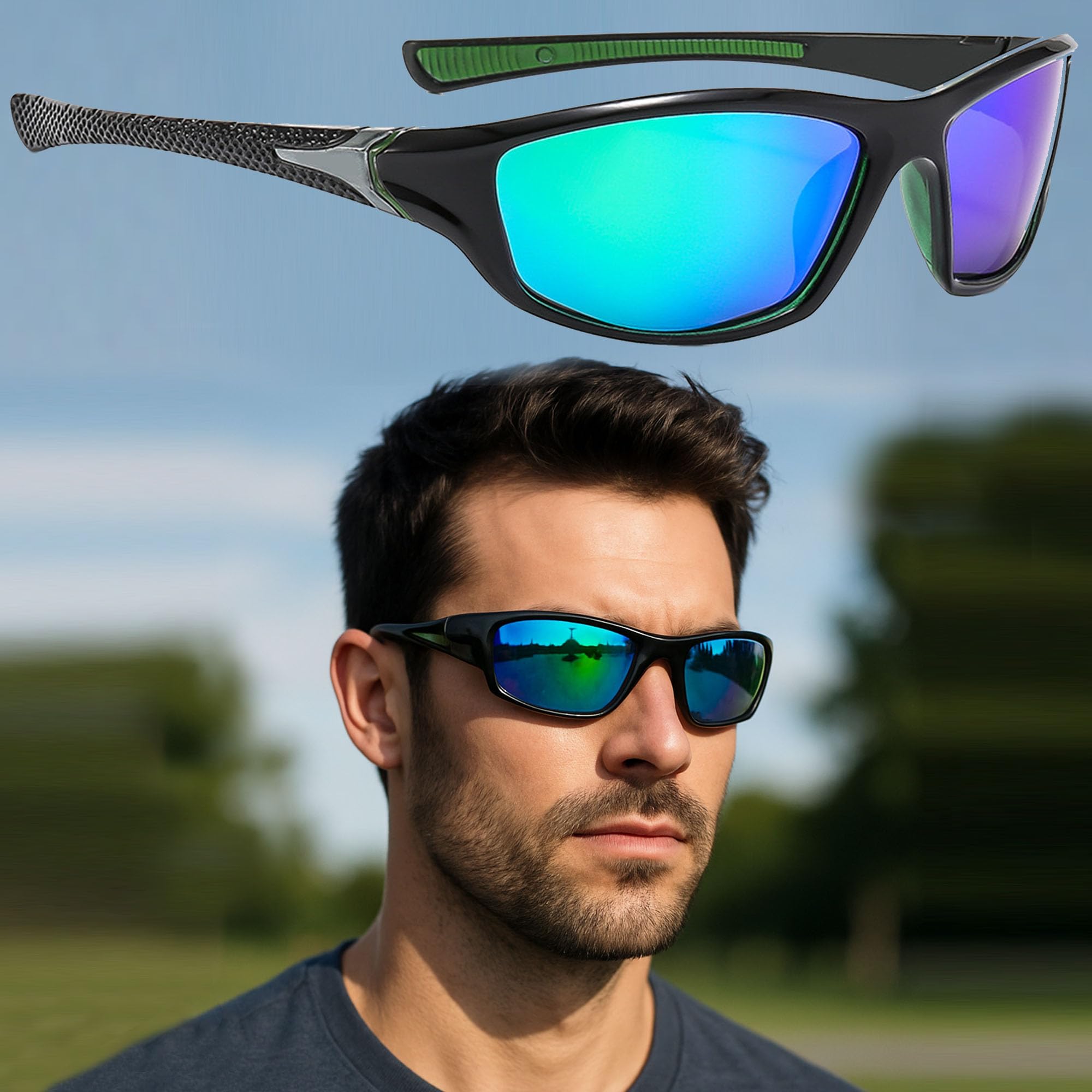 Sunglasses Men Polarized Sunglasses for Mens and Womens,Black Retro Sun Glasses 