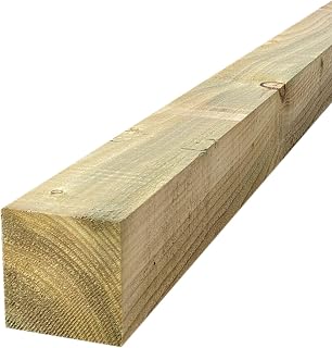 One 4" sq Wooden Fence Post, 8ft Pressure Treated Timber Fencing | 3 x 3/ 4 x 4 Inch Square, Heavy Duty Wood, Strong & Functional, for Garden Fencing, Pergola Framing & Pedestrian Gates