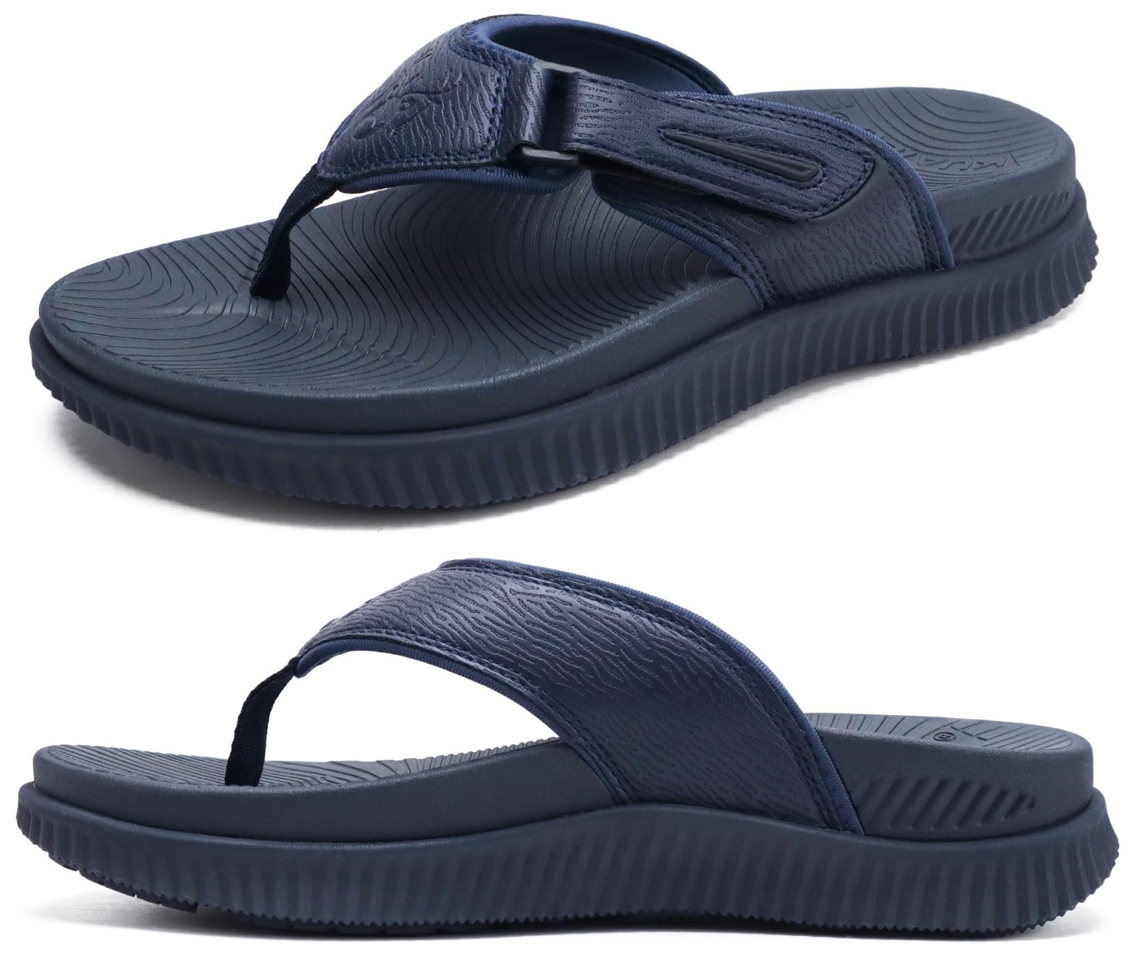 KuaiLu Men's Flip Flops Adjustable Walking Sandals Orthopedics Cushion Athletic 