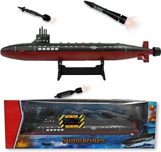 OTONOPI Toy Submarine Military Toy Naval Ship with Launching Function Model Ship with Sound Effects Army Toy War Ship Play Set for Kids 16.5 Inches Boat with Display Stand