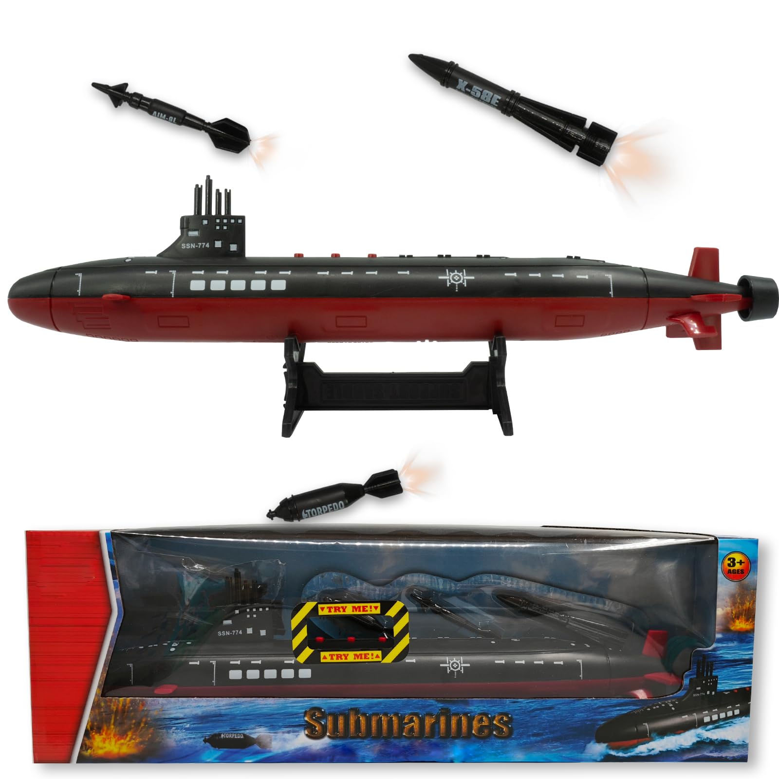 OTONOPI Toy Submarine Military Toy Naval Ship with Launching Function Model Ship