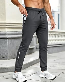 Mens Sweatpants with Zipper Pockets, Quick Dry Joggers Pants for Running Workout Hiking