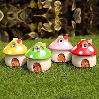 4 x Mushroom House Castle Bonsai Moss Green Mini Landscape DIY Ornament Party and festival decoration