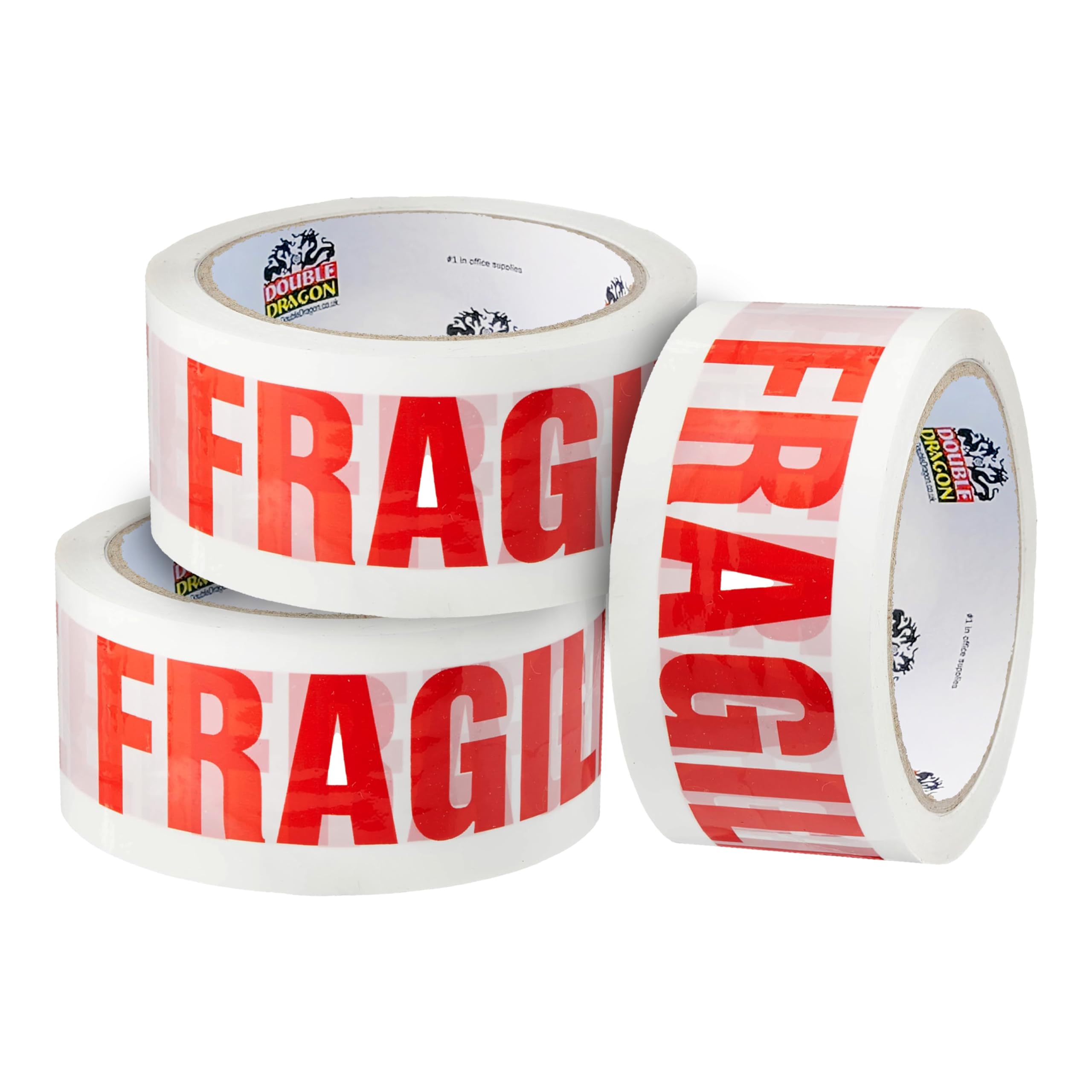 Double Dragon Extra Thick Fragile Printed Tape – 48mm wide, 66m long (Pack of 3)