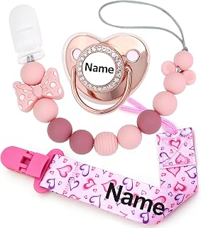 3PCS Custom Name Pacifier Personalized Pacifier Set for Newborn Boys Girls | Custom Pacifier and Clip with Name Set ,Personalized Pacifier Pacifier Holder Set for Newborn Boys Girls