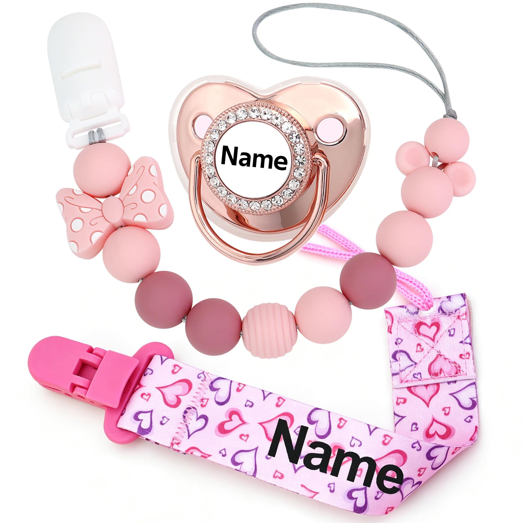 3PCS Custom Name Pacifier Personalized Pacifier Set for Newborn Boys Girls | Cus