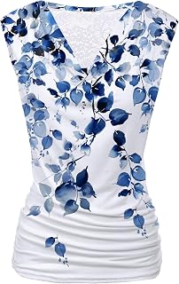 Zeagoo Women High Neck Ruffled Sleeveless Stretch Side Ruched Tank Top