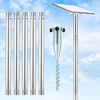 Starlink Mini Pole Mount Kit, Starlink Pole Mount, 10FT Ground Mounting Kit | 1.5-inch stainless steel pole with no-dig spiral ground anchor; storage bag included for camping, RV travel and outdoor use