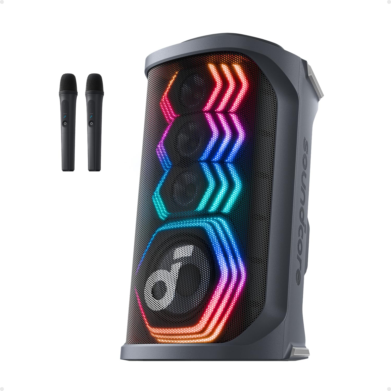 soundcore Rave 3S AI Party Speaker with 2 Wireless Microphones, 200W Sound, AI V