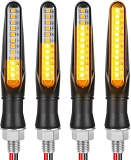 URAQT 4pcs Motorcycle Indicators, Flowing Mode Turn Signal Lights, Motorcycle Turning Indicators, 12V 12 LED Universal Waterproof for Scooter Quad Cruiser Off Road