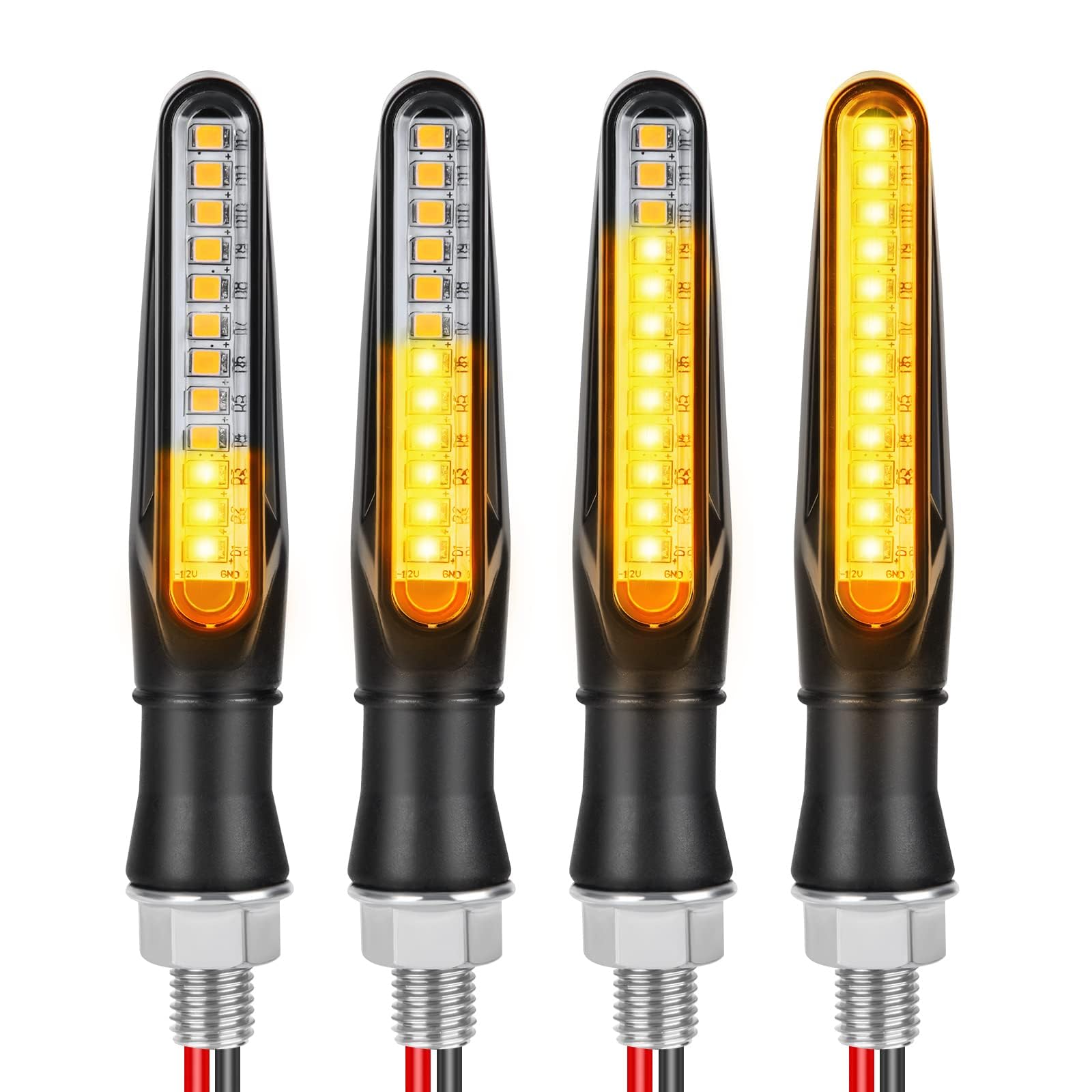 URAQT 4pcs Motorcycle Indicators, Flowing Mode Turn Signal Lights, Motorcycle Tu