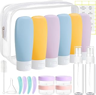 DEWSENSI 20 Pack Travel Bottles Set for Toiletries | TSA Approved, Leak Proof, Plastic Travel Size Containers, Refillable Accessories for Shampoo Conditioner Lotion Liquids