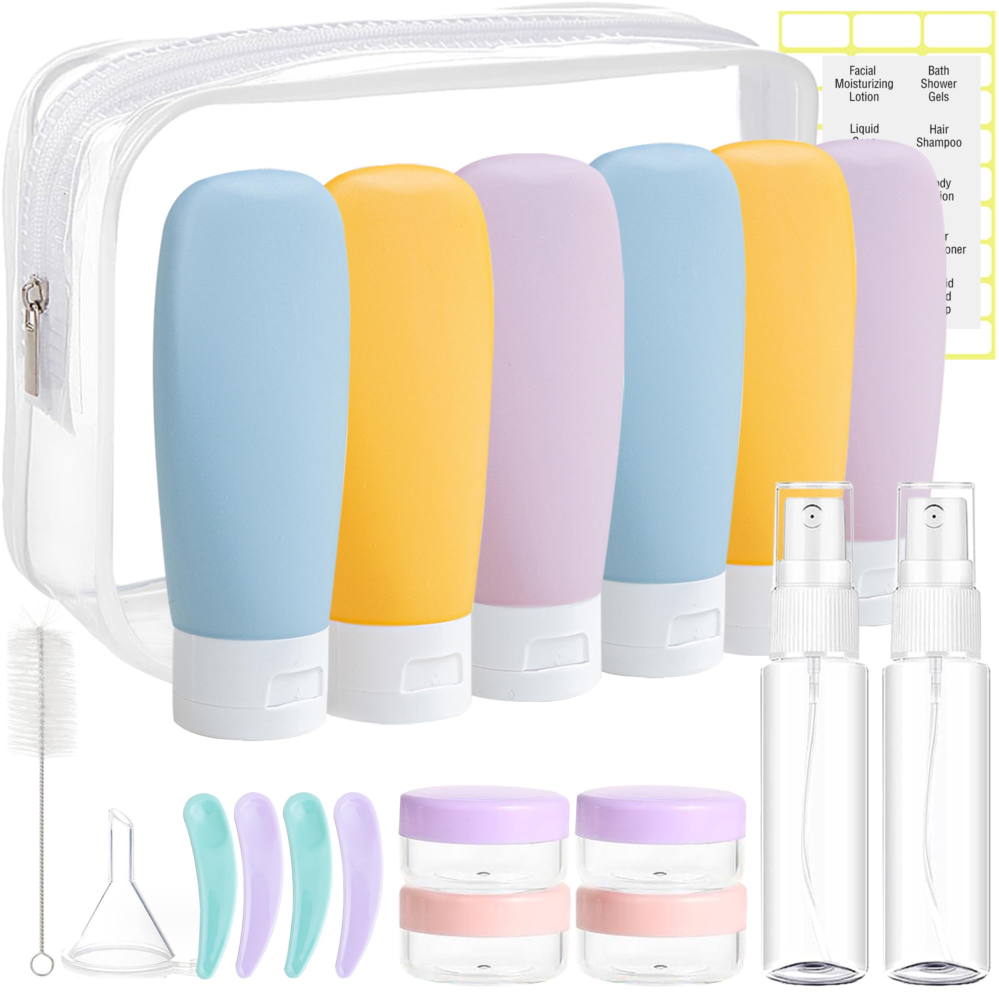 DEWSENSI 20 Pack Travel Bottles Set for Toiletries | TSA Approved, Leak Proof, P